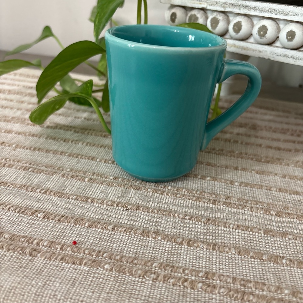 Homer Laughlin Turquoise Mug USA Made Retro MCM Coffee Cup vintage EUC
